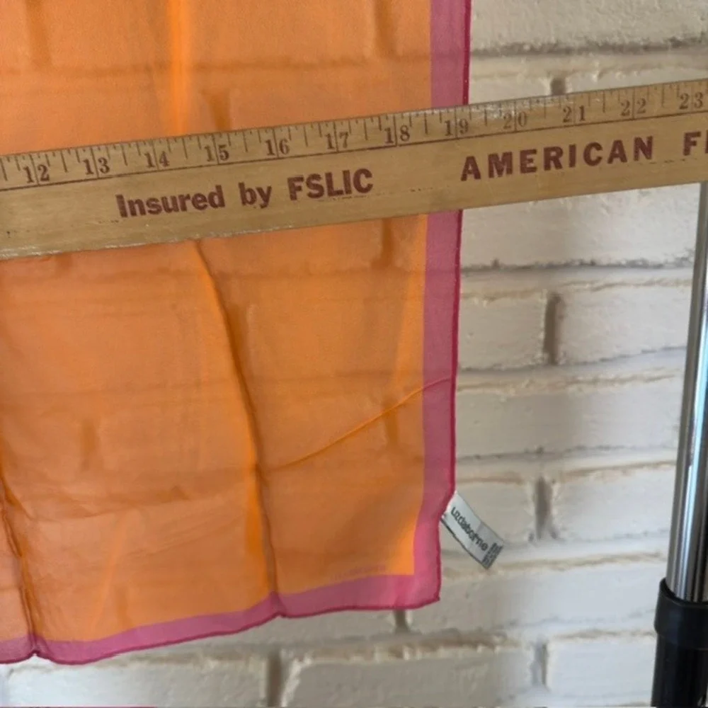 Liz Claiborne Silk‎ Chiffon Y2K Orange Pink Color Block Square Scarf
